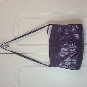 Glam Purple Eel Skin Leather Shoulder Bag by LEE SANDS